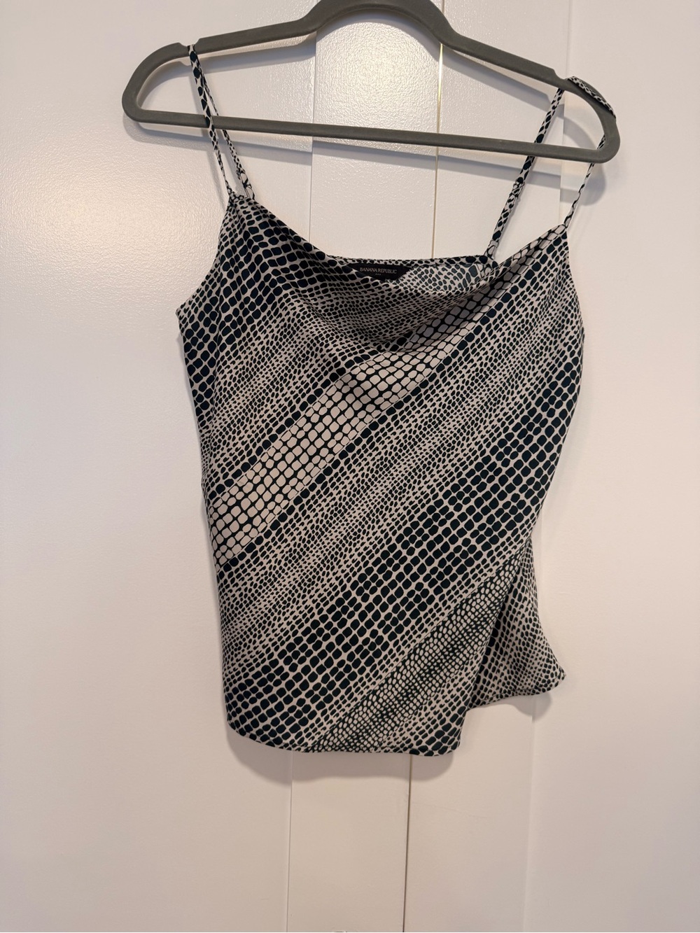 Banana Republic Black and White Snake-Print Cowl Neck Cami